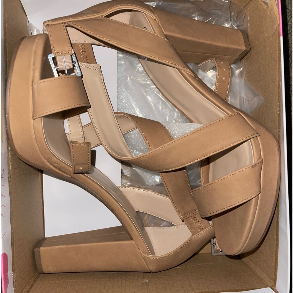 Nude strappy heels